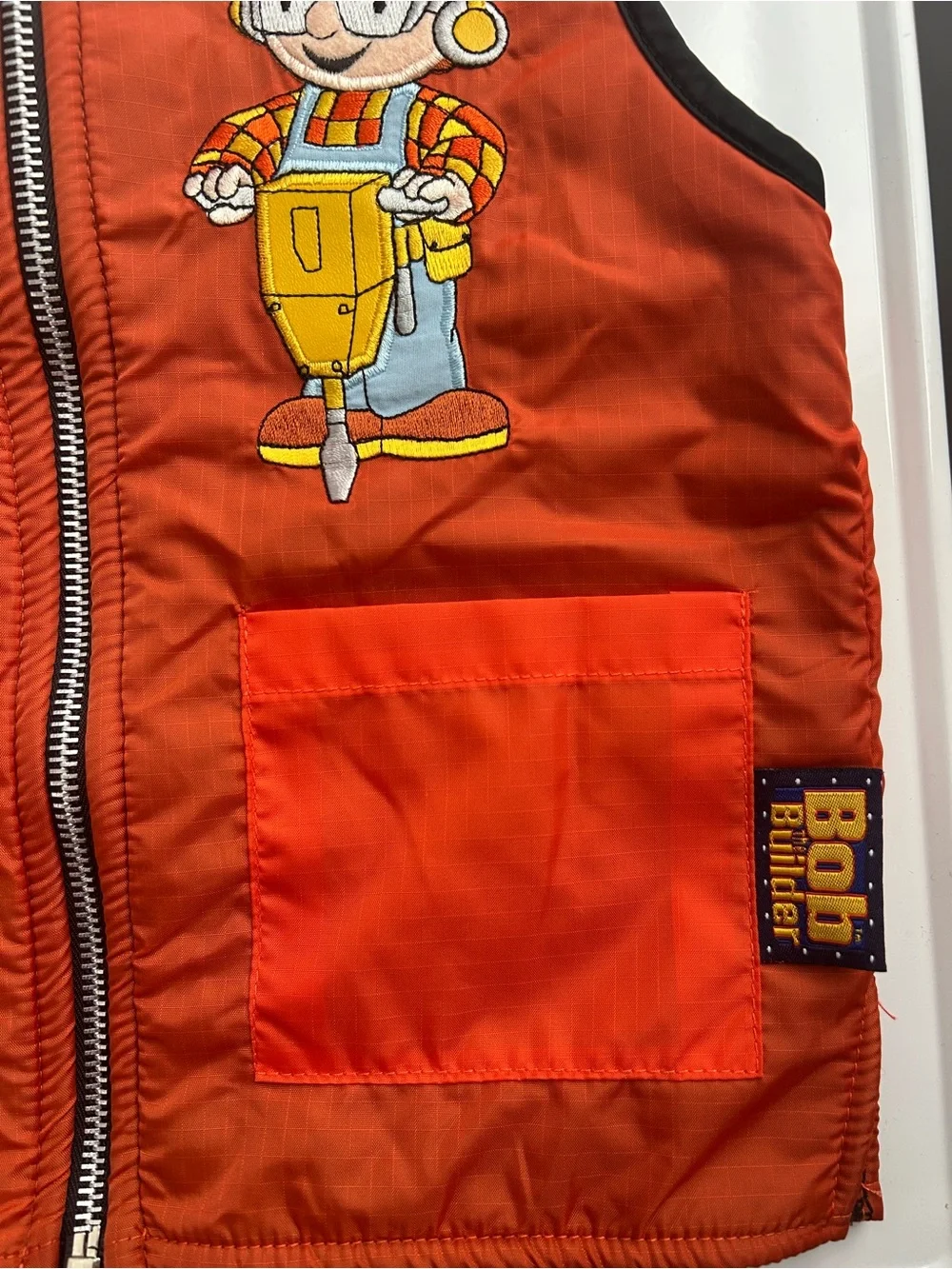 Vintage Bob the Builder Vest Size 2T Orange Fleece Lined Construction Cone Zip